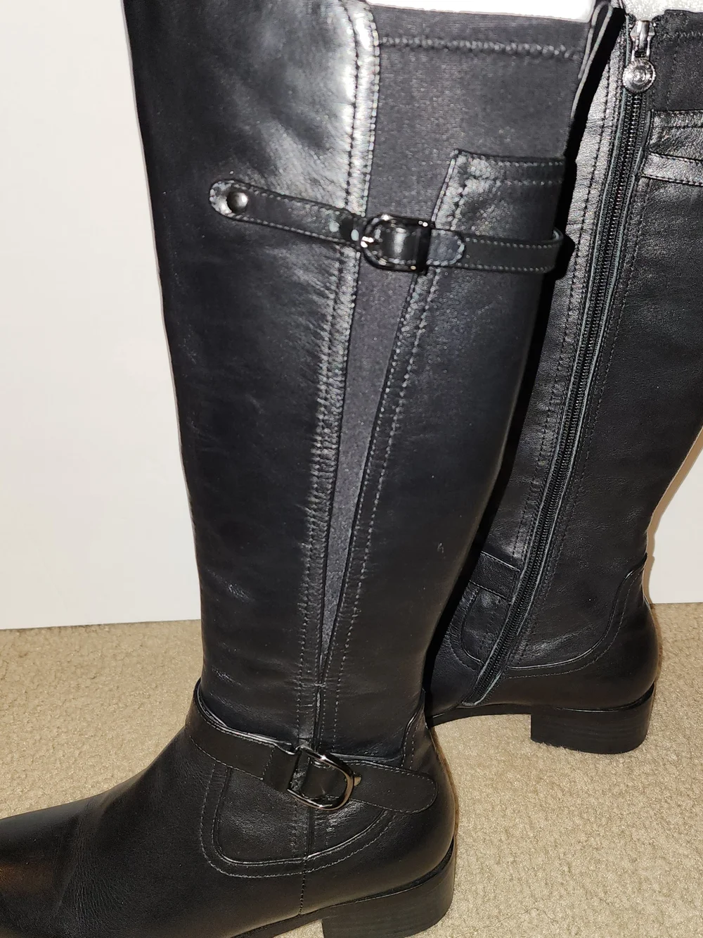 Sole Mani Classic Black Leather Riding Boots - Slim Calf Size 8